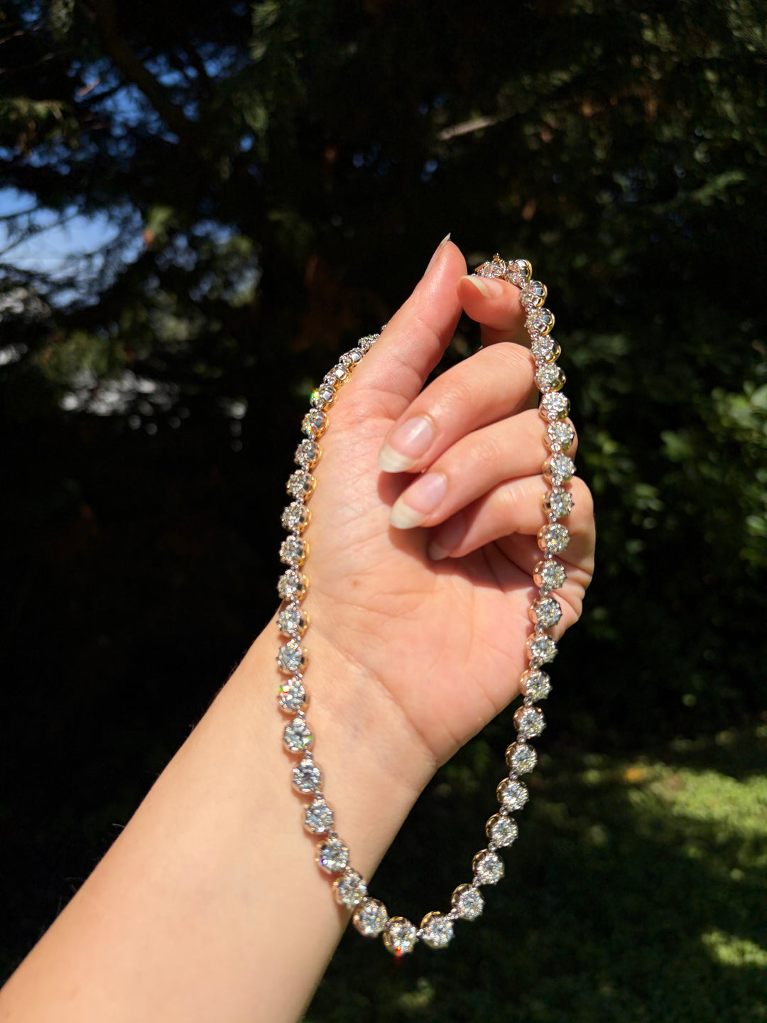 Belle Époque Platinum-Topped 18ct OEC Diamond Rivière | 23.52ctw 48 Stones | 15.75"