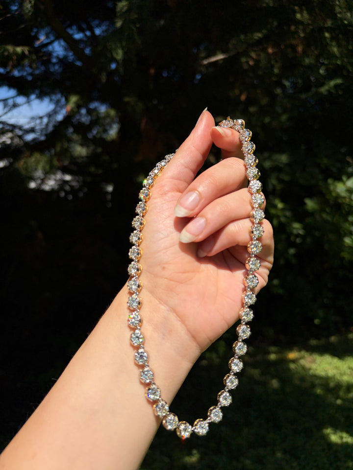 Belle Époque Platinum-Topped 18ct OEC Diamond Rivière | 23.52ctw 48 Stones | 15.75"