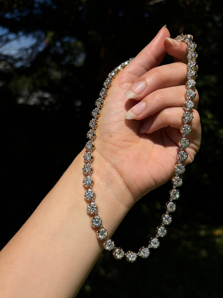 Belle Époque Platinum-Topped 18ct OEC Diamond Rivière | 23.52ctw 48 Stones | 15.75"