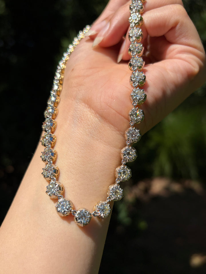 Belle Époque Platinum-Topped 18ct OEC Diamond Rivière | 33.12ctw 46 Stones | 16"