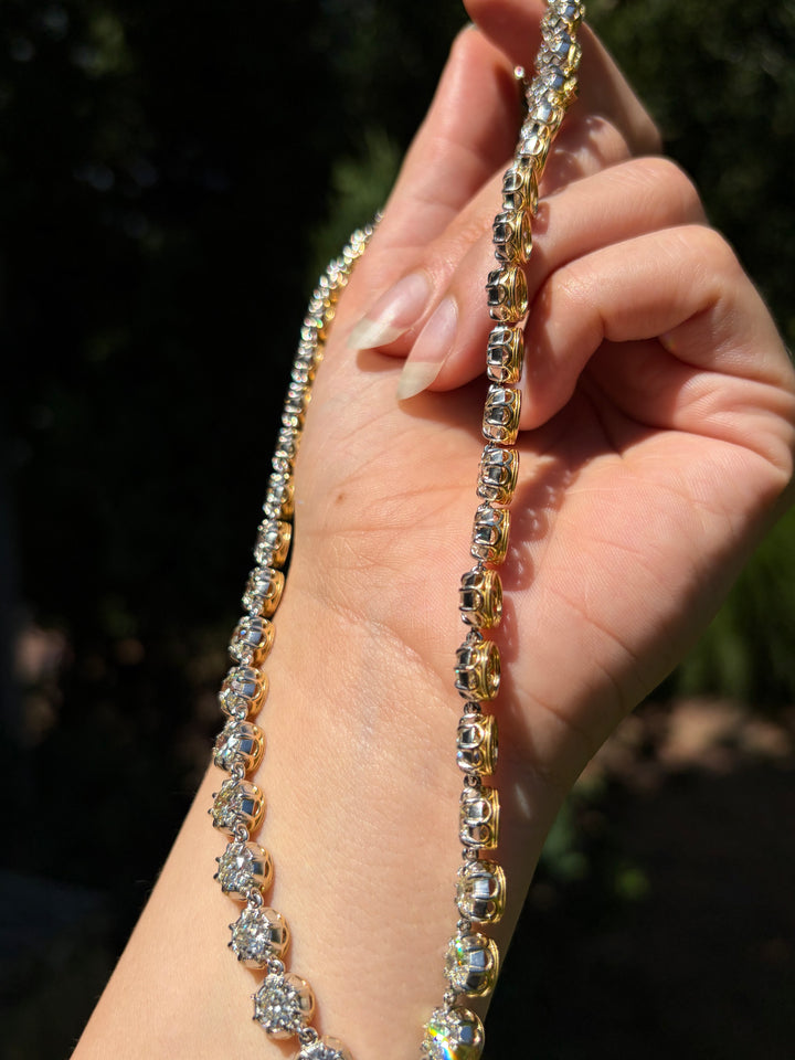 Belle Époque Platinum-Topped 18ct OEC Diamond Rivière | 33.12ctw 46 Stones | 16"