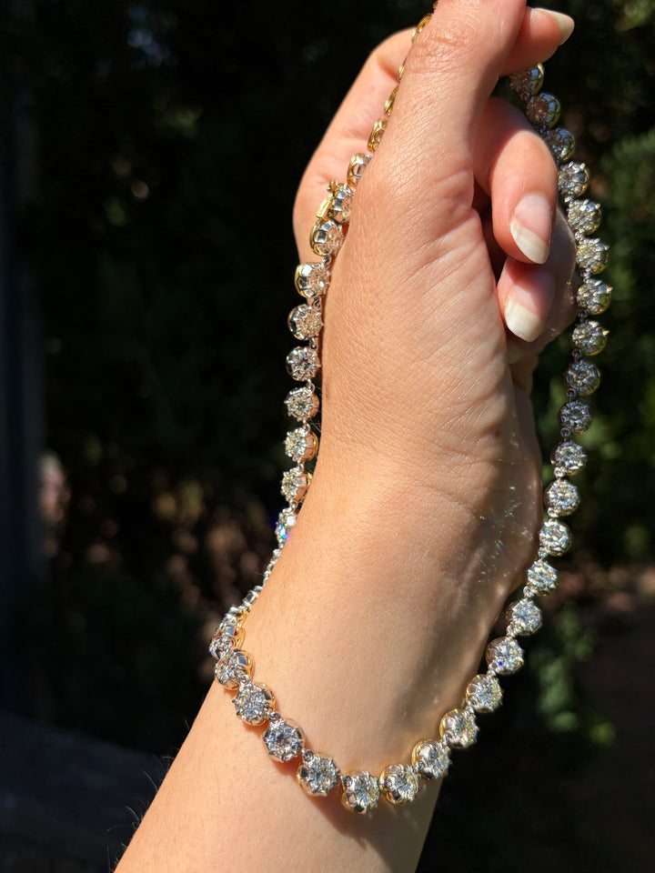 Belle Époque Platinum-Topped 18ct OEC Diamond Rivière | 33.12ctw 46 Stones | 16"