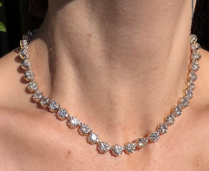 Belle Époque Platinum-Topped 18ct OEC Diamond Rivière | 23.52ctw 48 Stones | 15.75"