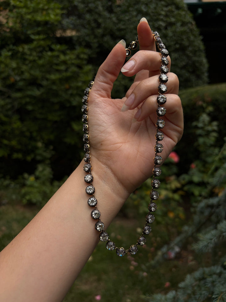 34.95ctw OEC Diamond Rivière | 18ct + Sterling, 47 Stones | 17.25"