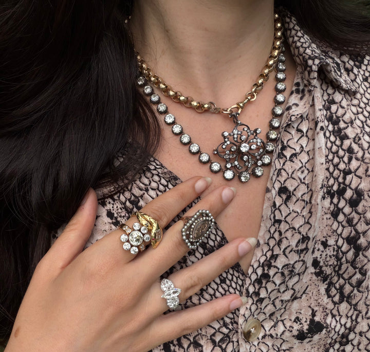 34.95ctw OEC Diamond Rivière | 18ct + Sterling, 47 Stones | 17.25"