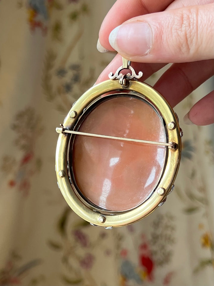 Outstanding 18ct Napoleon III Cameo of Flora with Diamonds