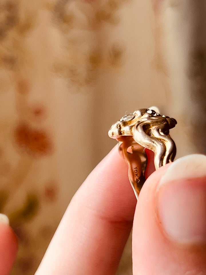 Art Nouveau Diamond Lion Ring