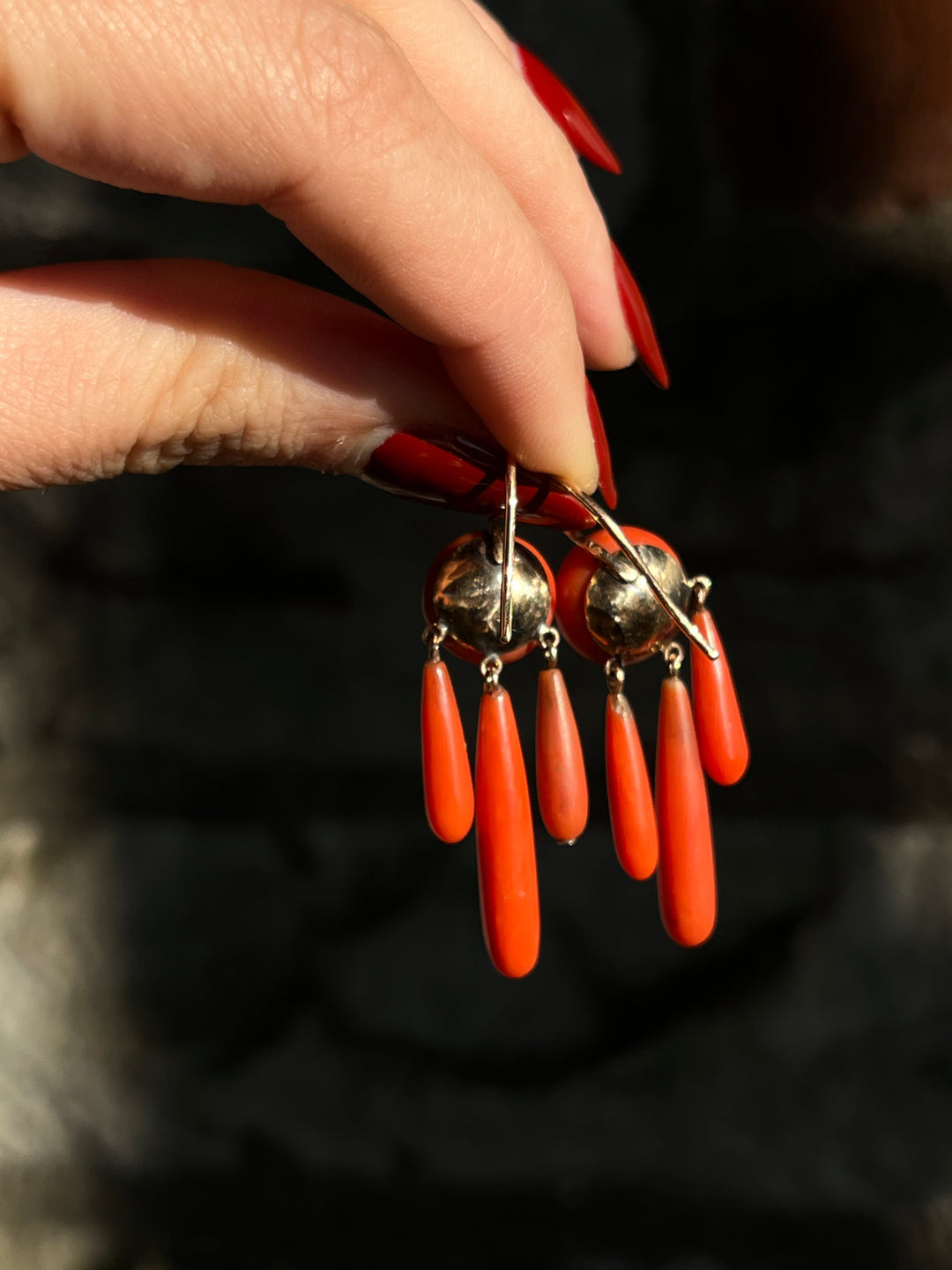 Sensual Coral Drop Earrings Circa 1860