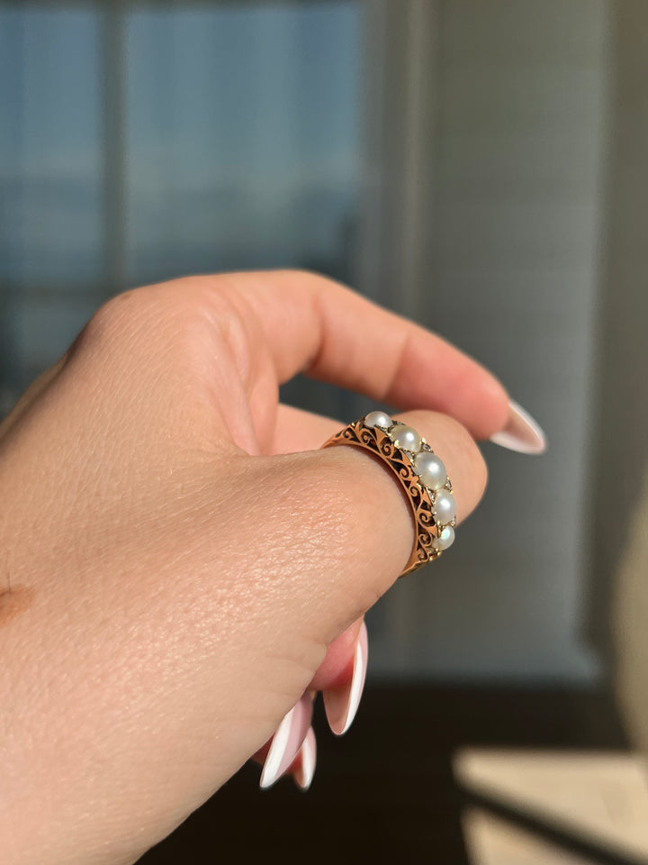 Pearl and Diamond Band with Fairytale Gallery C. 1890