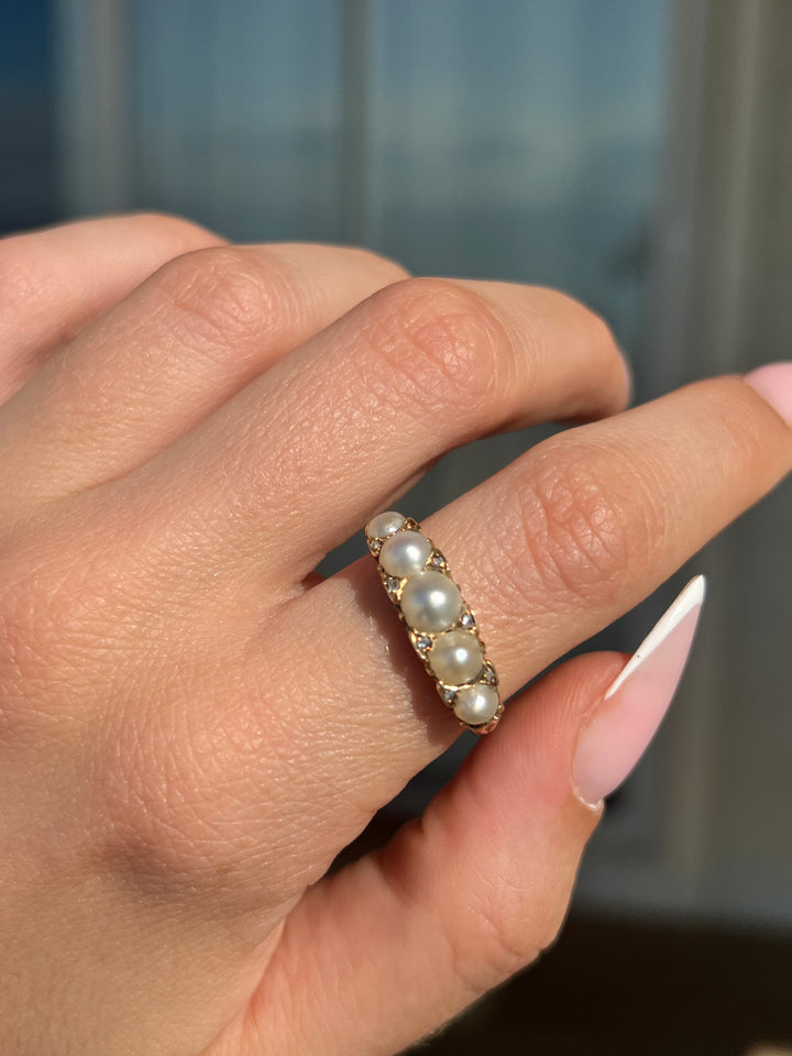 Pearl and Diamond Band with Fairytale Gallery C. 1890