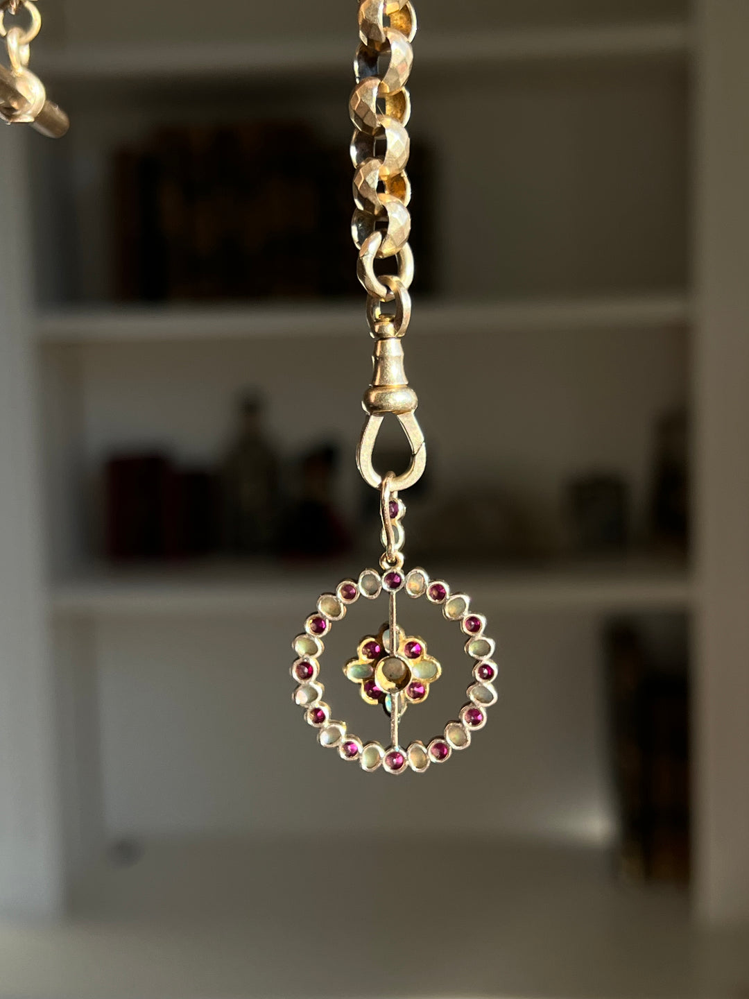 Edwardian Ruby & Opal Pendant 3.5ctw in 15ct Pink Gold