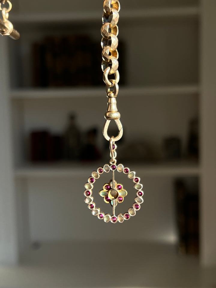 Edwardian Ruby & Opal Pendant 3.5ctw in 15ct Pink Gold