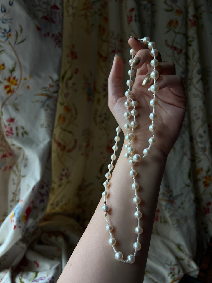 Vintage "Constellation" Pearl Necklace with Seed Pearl Spacing