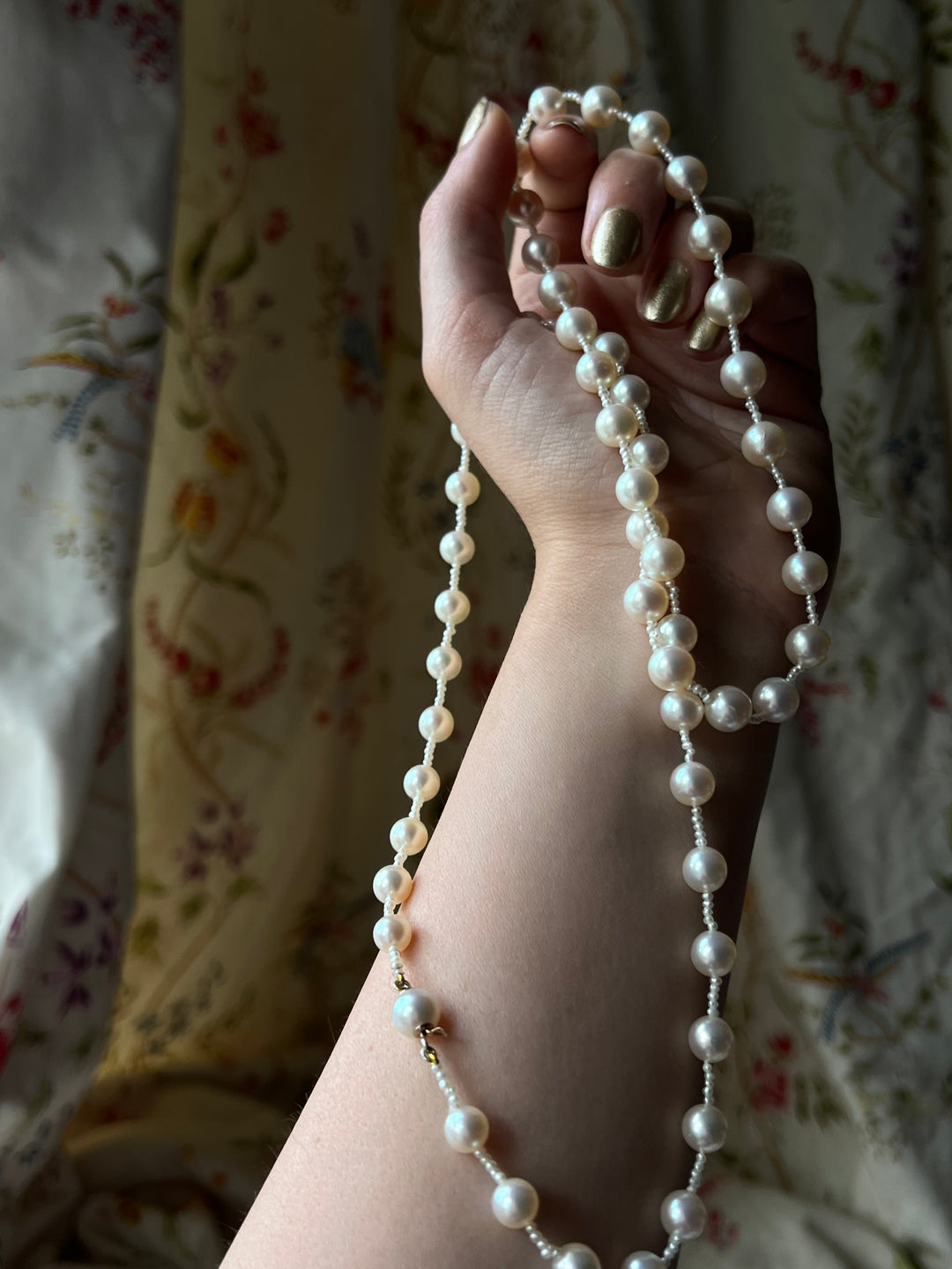Vintage "Constellation" Pearl Necklace with Seed Pearl Spacing