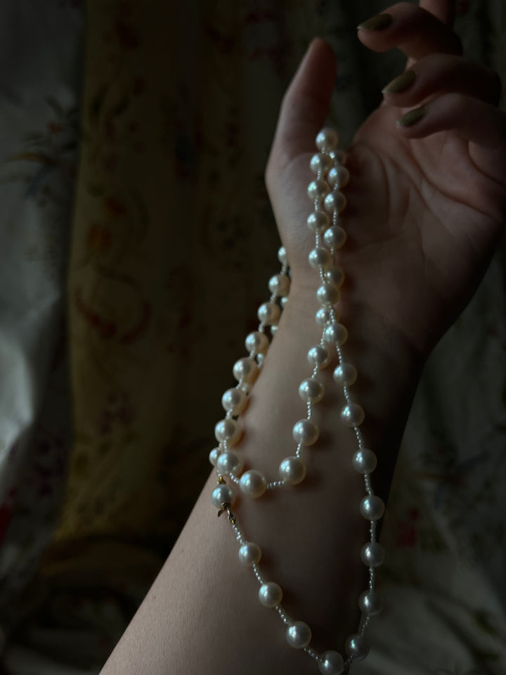 Vintage "Constellation" Pearl Necklace with Seed Pearl Spacing