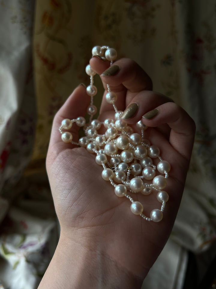 Vintage "Constellation" Pearl Necklace with Seed Pearl Spacing