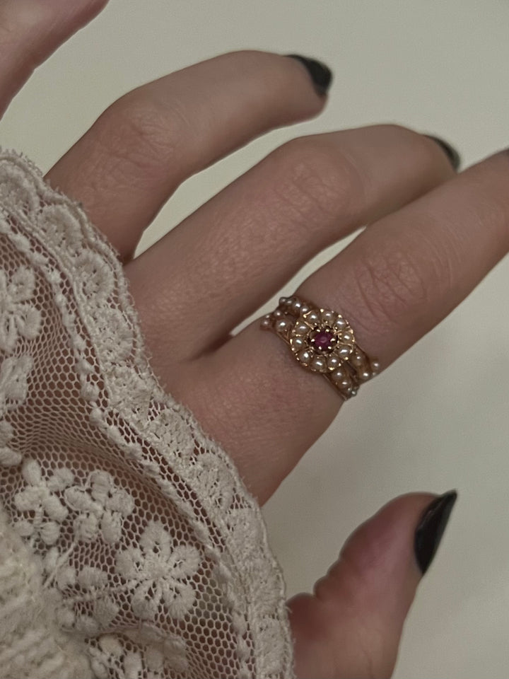 Napoleon III 18ct Pearl and Ruby Ring