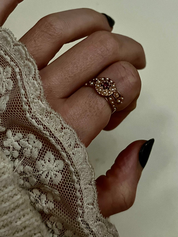 Napoleon III 18ct Pearl and Ruby Ring