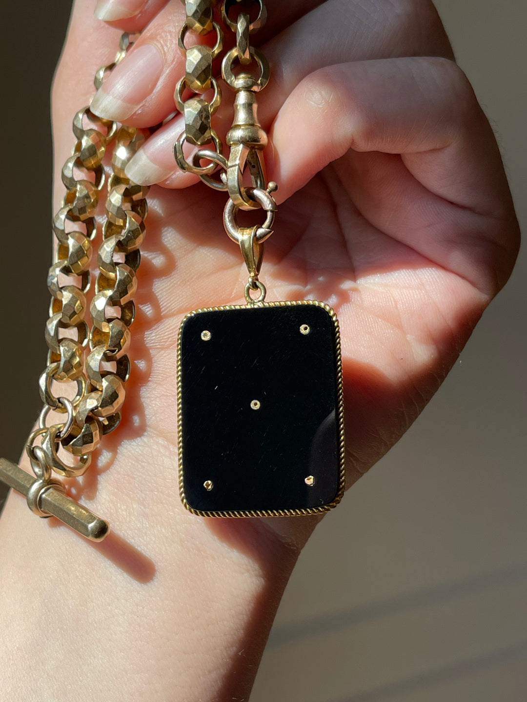 Joker Playing Card in 14ct Gold & Onyx | Multi-Colour Enamel Pendant | c.1960s