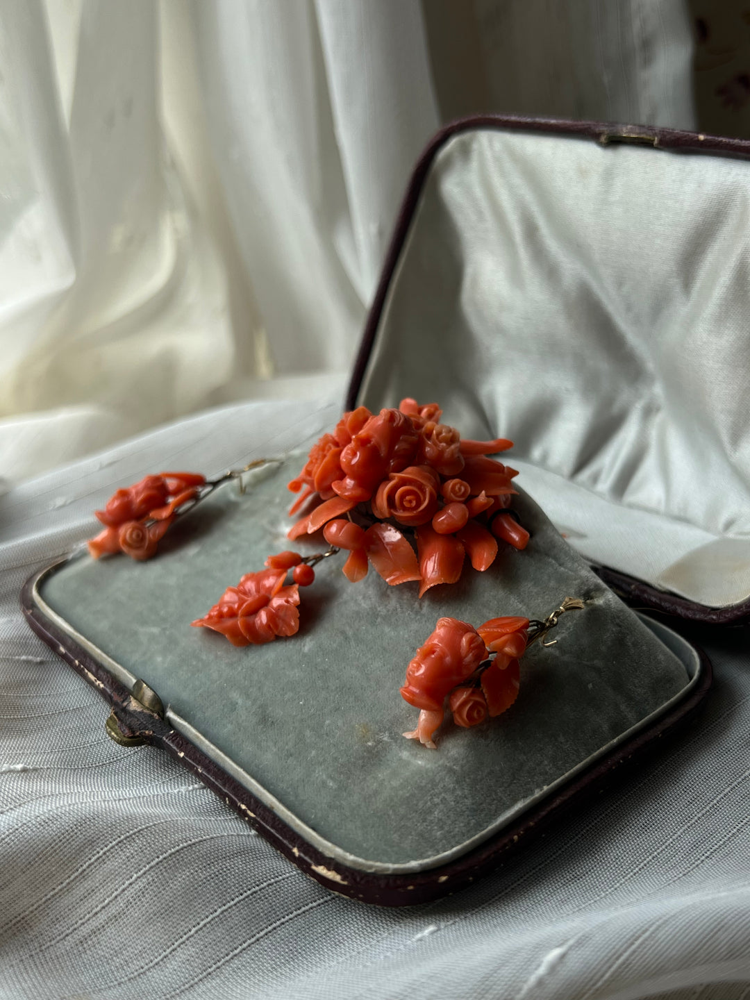 Outstanding Carved Coral Set Circa 1850