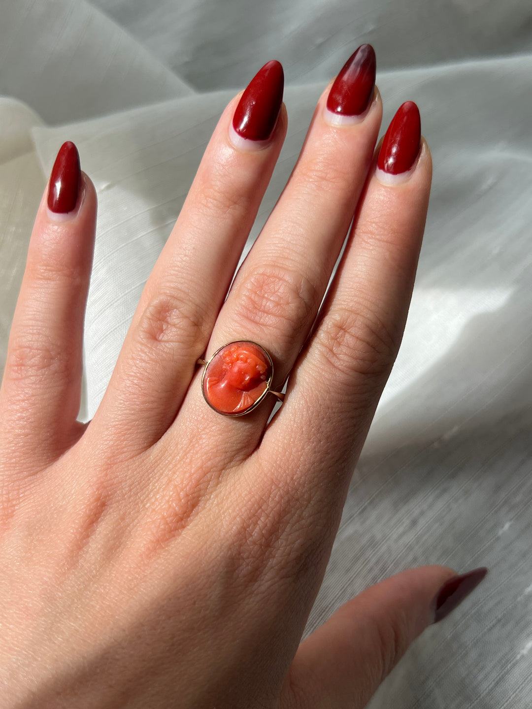 Regency Coral Cameo Ring