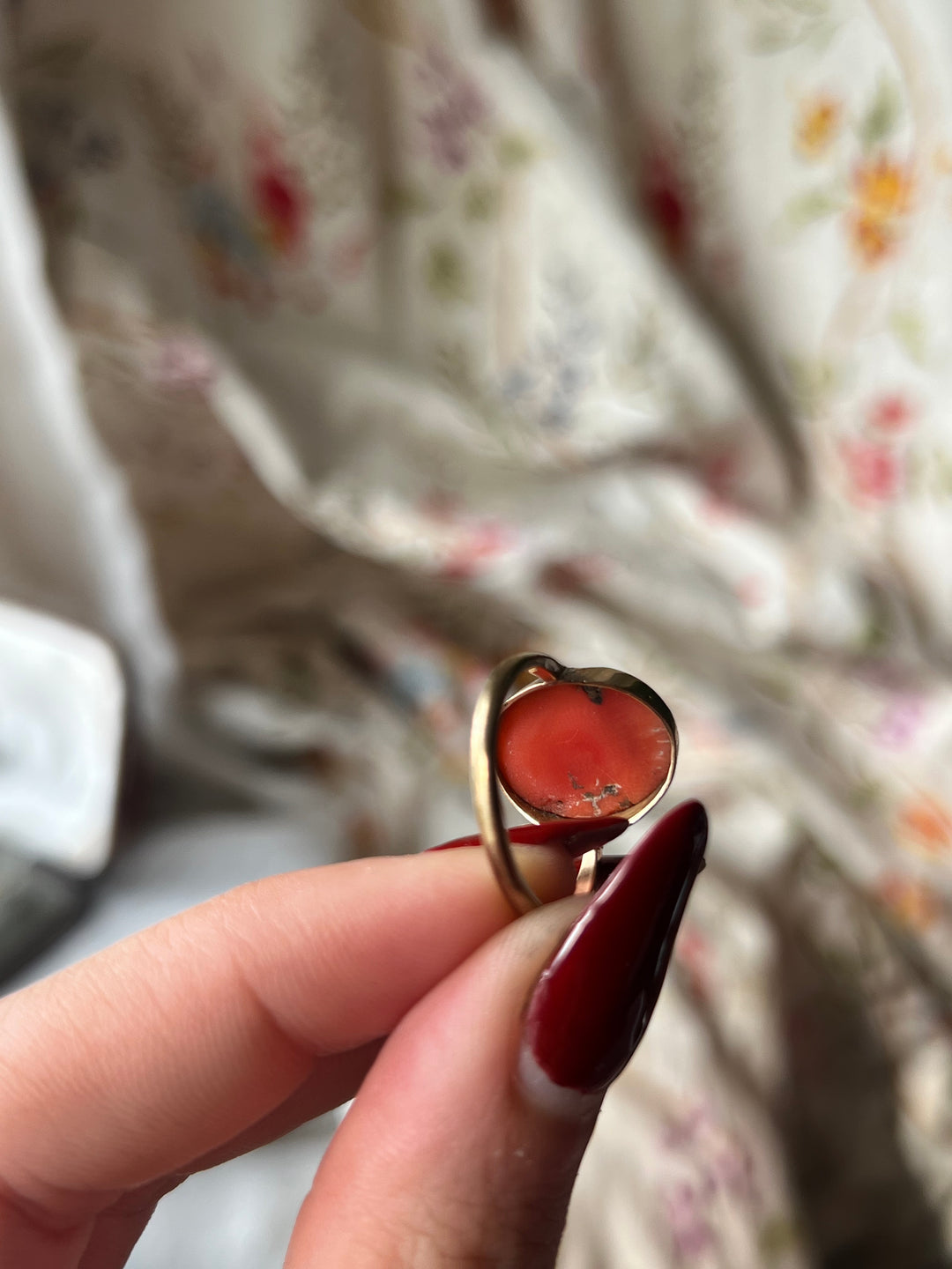 Regency Coral Cameo Ring