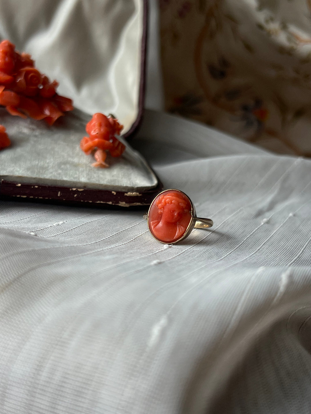 Regency Coral Cameo Ring