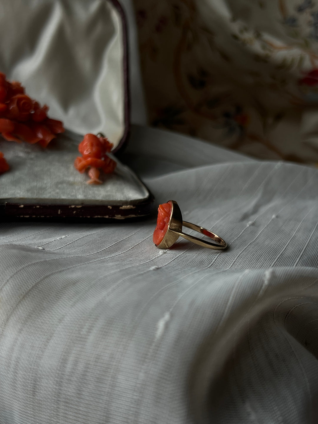 Regency Coral Cameo Ring