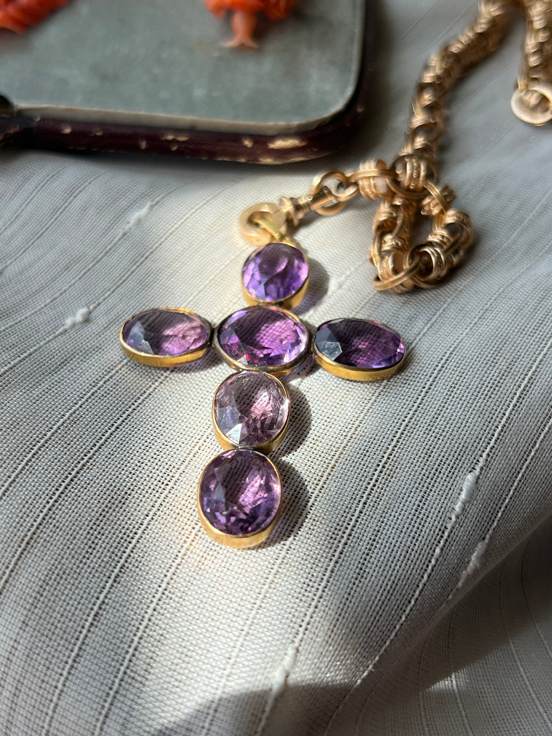 Sizable 6 Amethyst Cross in 15ct