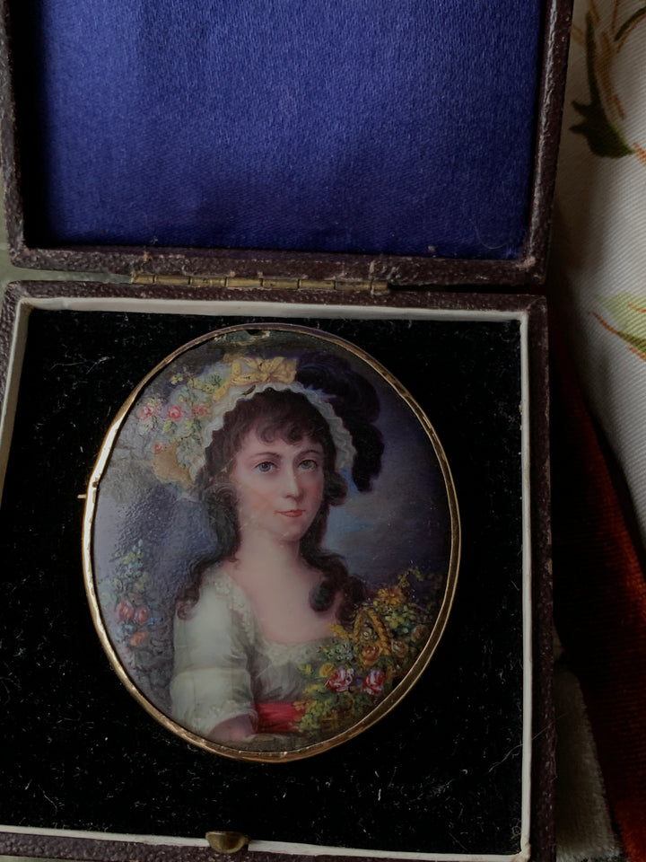 Late 18th Century Portrait of A Young French Girl on Copper