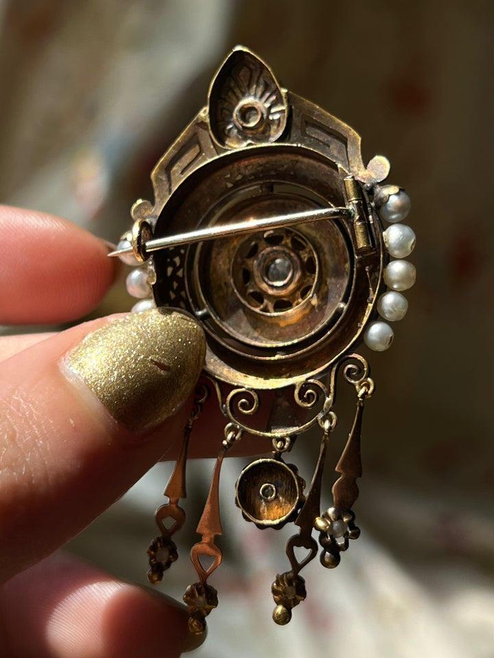 Stunning Victorian Diamond and Pearl Brooch