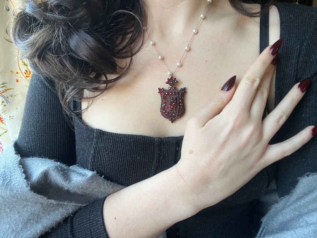 Garnet Shield Locket