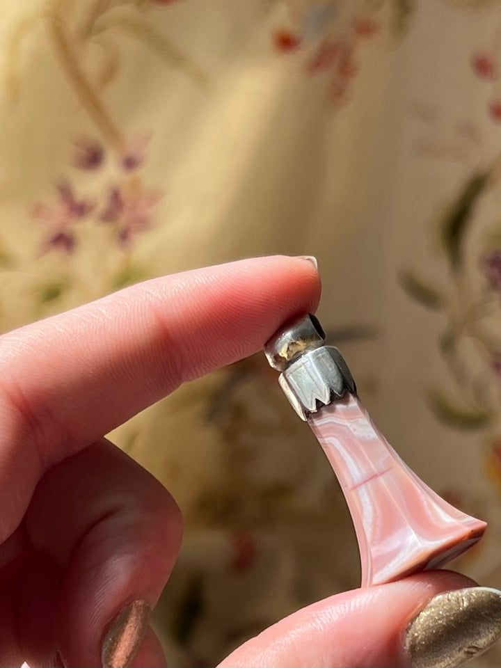 Georgian Pink Faux Stone Fob With Sterling Top
