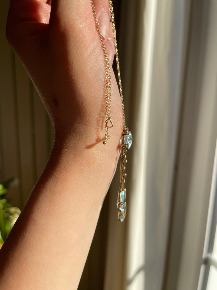 Belle Époque Aquamarine & Diamond Négligée Necklace | 15ct Gold | English c.1890