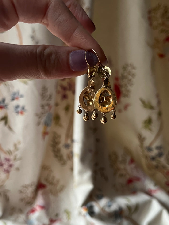 Outrageous Pair Late 19th Century 22ct Russian Earrings Original Paris Box