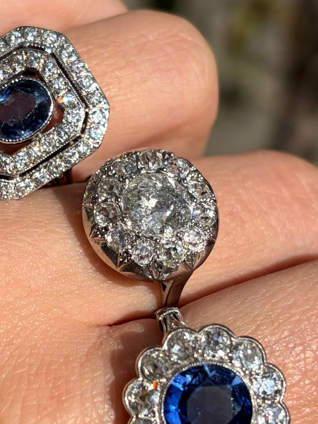 Outstanding Edwardian Platinum + 18ct Diamond Daisy Ring