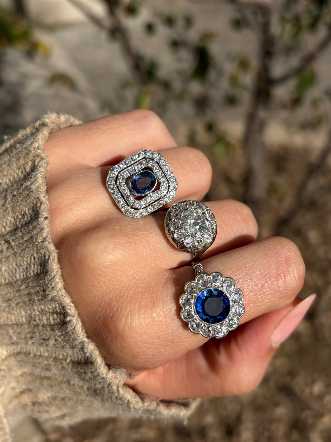 Edwardian Sapphire And Diamond Ring in Platinum