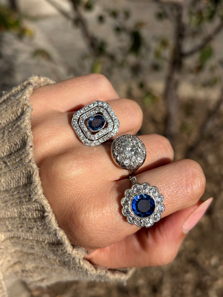 Edwardian Sapphire And Diamond Ring in Platinum