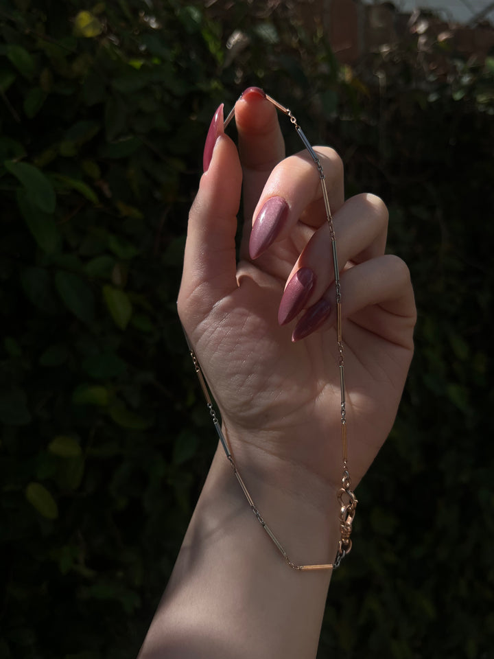 14ct Edwardian Two Tone White and Pink Gold Watch Chain