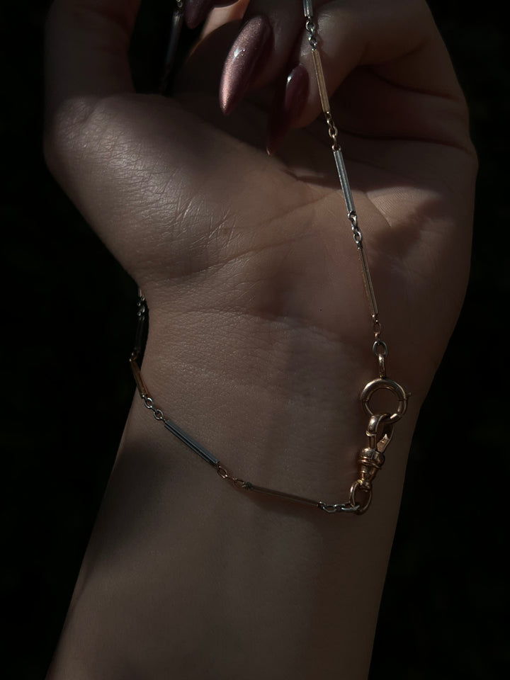 14ct Edwardian Two Tone White and Pink Gold Watch Chain