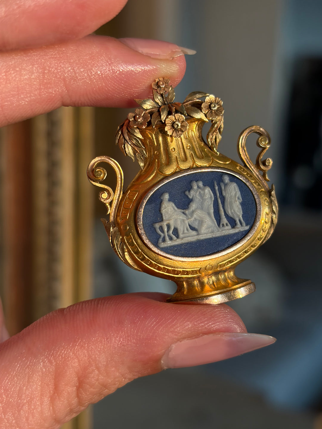 Archaeological Revival Wedgewood Cameo Brooch of the Charles X Period C. 1830