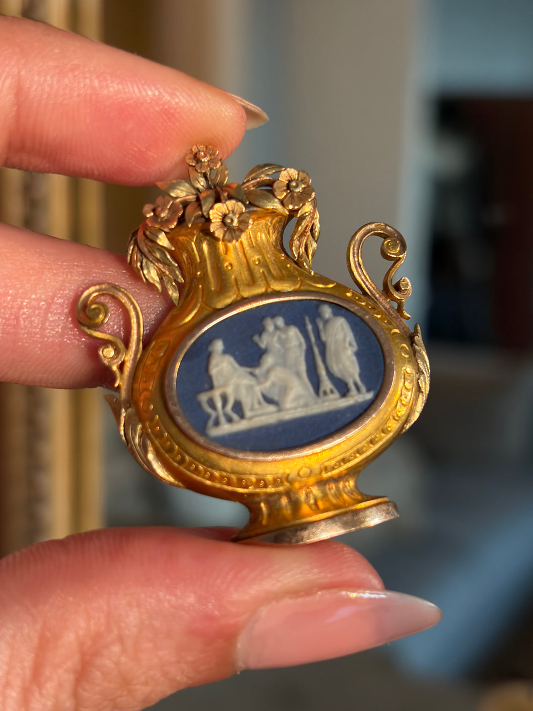 Archaeological Revival Wedgewood Cameo Brooch of the Charles X Period C. 1830