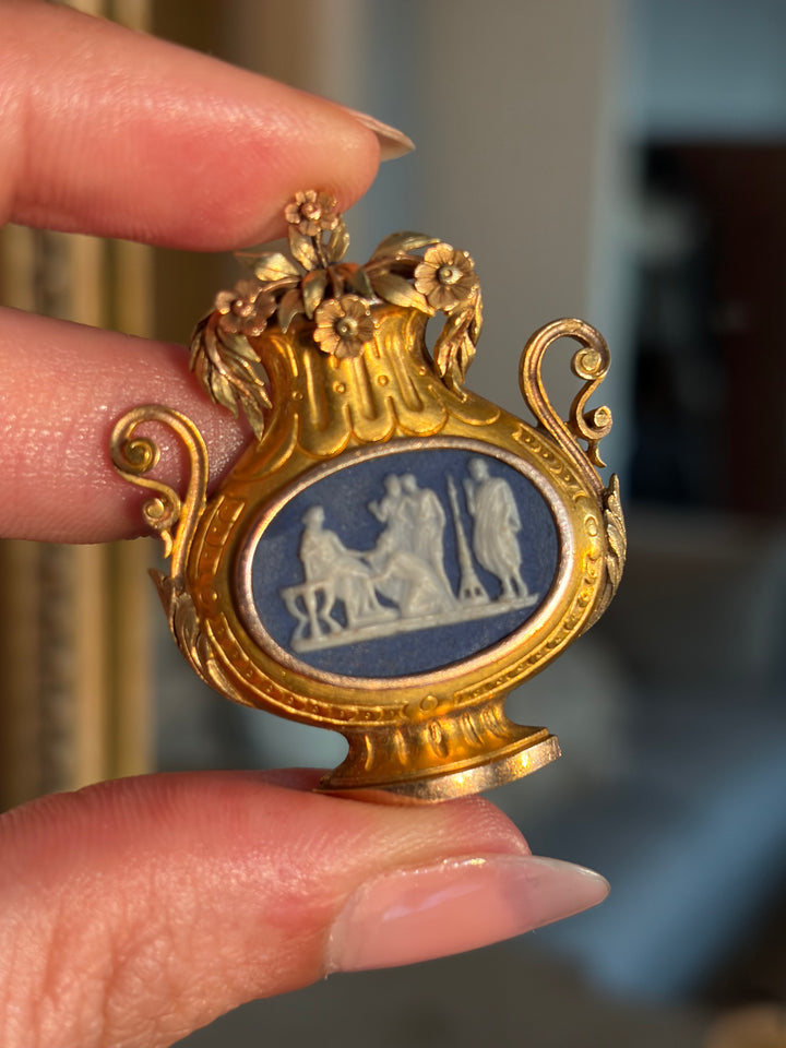 Archaeological Revival Wedgewood Cameo Brooch of the Charles X Period C. 1830