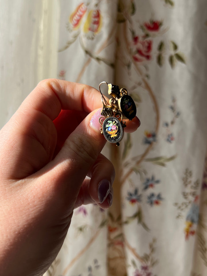 Rare Italian 19th C. Micromosaic Earrings