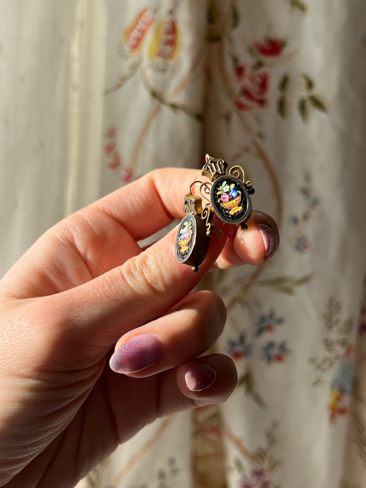 Rare Italian 19th C. Micromosaic Earrings