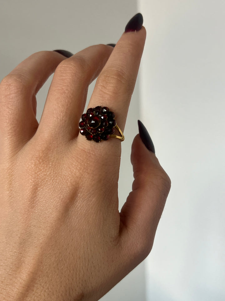 Garnet Cluster Ring C. 1880