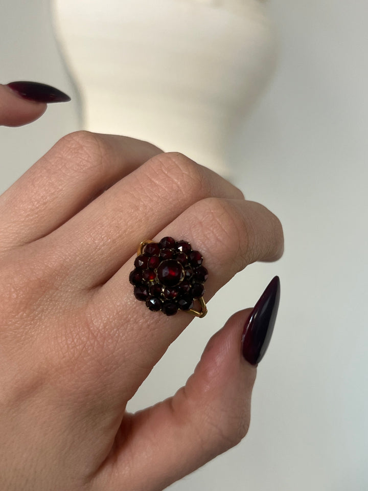 Garnet Cluster Ring C. 1880