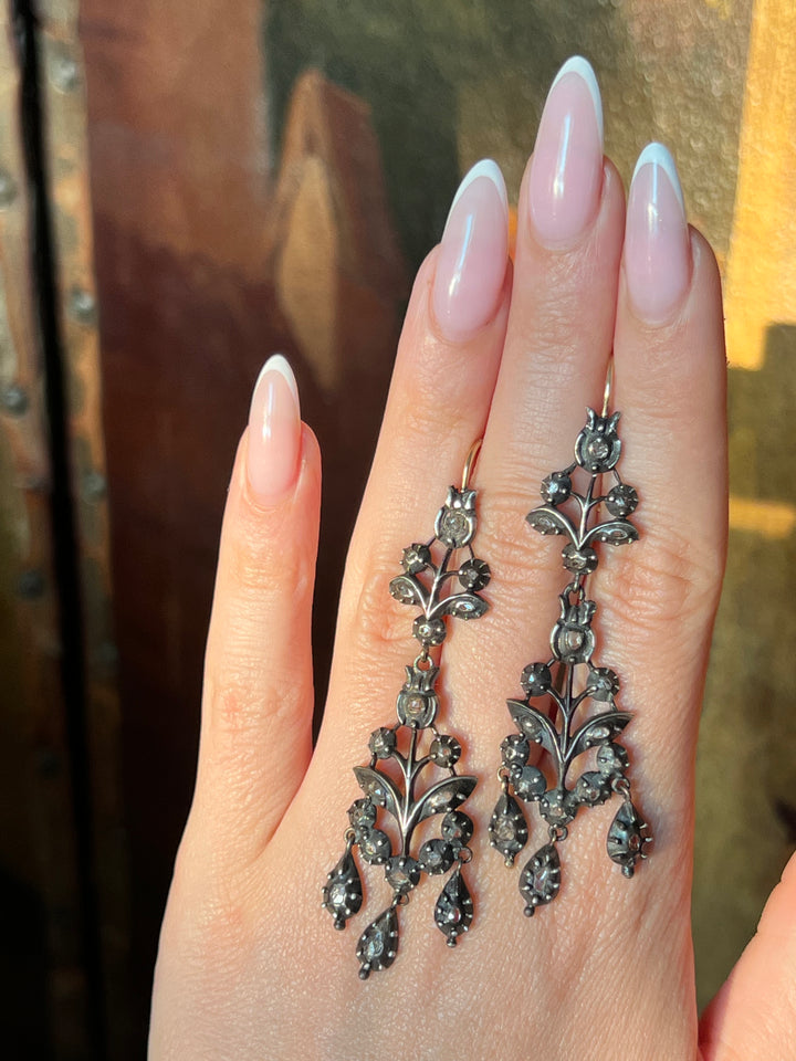 Rose Cut Diamond Giardinetti Earrings C. 1800