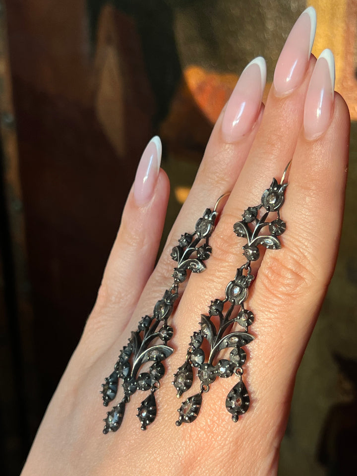 Rose Cut Diamond Giardinetti Earrings C. 1800