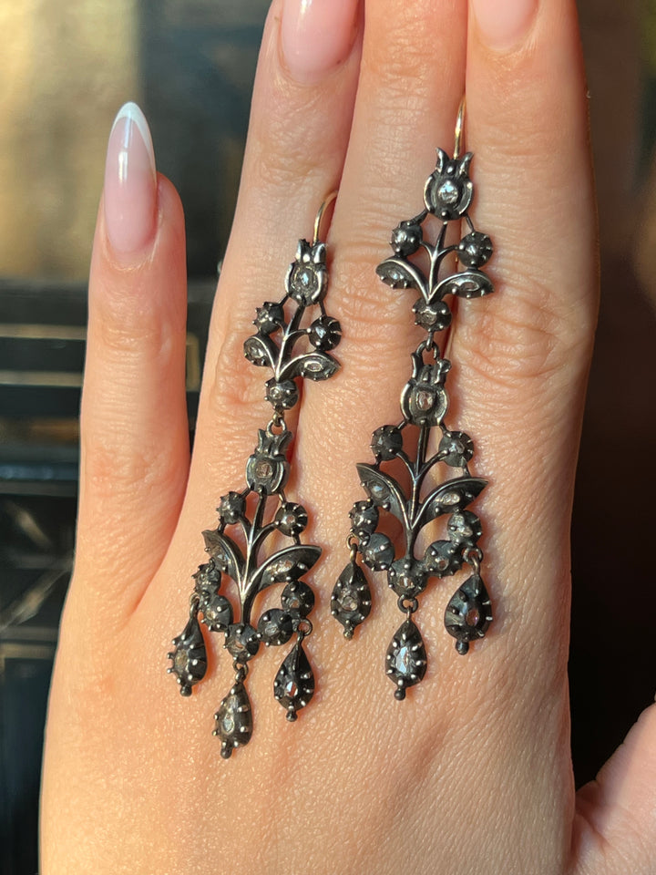 Rose Cut Diamond Giardinetti Earrings C. 1800